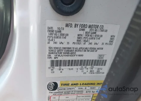 2014 Ford Expedition Xlt from USA, damaged, VIN 1FMJU1H51EEF11950